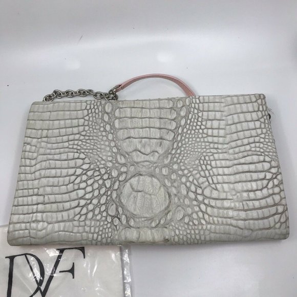 DIANE VON FURSTENBERG White Croc Embossed Shoulder - Picture 2 of 8